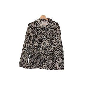 Chicos Zebra Print Button-Up Jacket Size 3x  Womens Animal Print Blazer